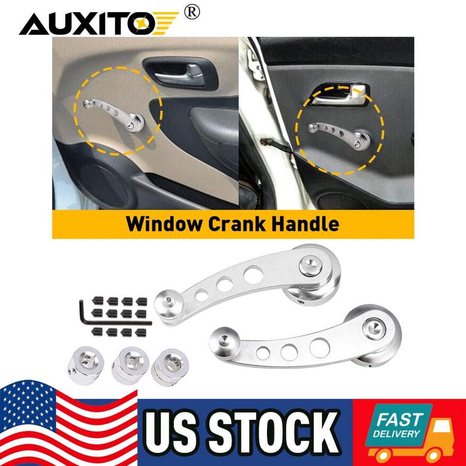 2 PCS UNIVERSAL CAR BILLET ALUMINUM WINDOW CRANK HANDLE WINDER TRUCK PICKUP DOOR - Image 1 of 4