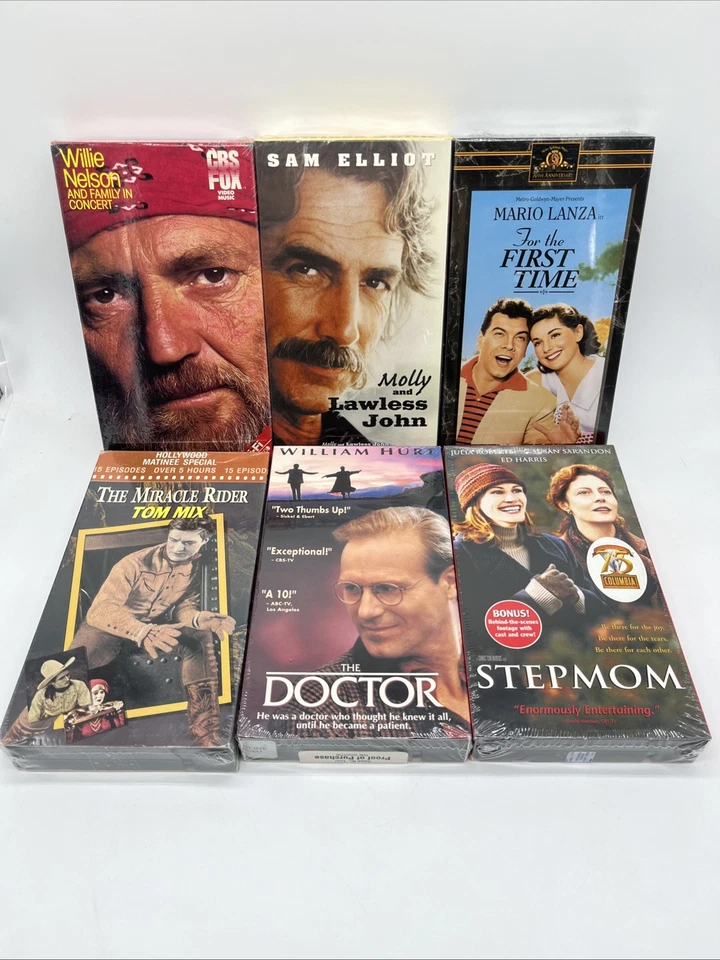 VHS Lot Willie Nelson Sam Elliot Mario Lanza Tom Mix Stepmom The Doctor New Foto 1 de 4