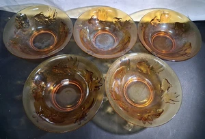 5 Koi Fish Amber Glass Bowls 3D Koi Bowl 7" Wide Pasari Indonesia - Picture 1 of 11