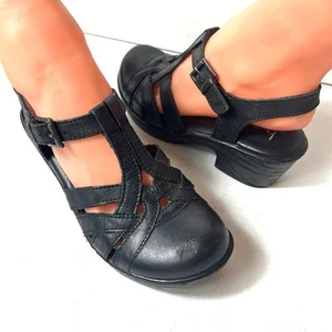 Born b.o.c Womens 6 M Heel Mary Jane Sling Back Black Leather Ankle Strap Casual - Picture 1 of 11