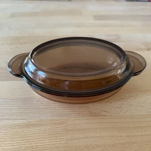 Corning USA Vision V-14-B Amber Dish Pyrex Lid P-14-C - Picture 1 of 4