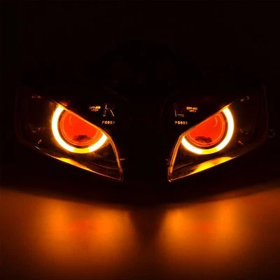 Headlight Assembly Fit For Honda CBR600RR 03-06 amber Angel Eyes Red Devil Eyes - Image 1 of 4