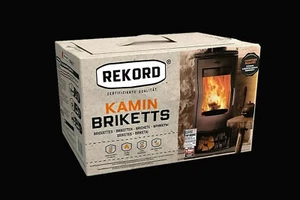 10kg Rekord Braunkohle Briketts Kohle Tragetüte Brennstoff Kamin Ofen NEU - Bild 1 von 1