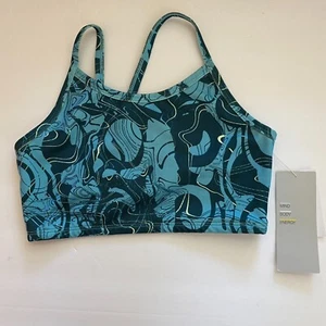 Z by Zella Girls Sports Bra 8 10 Medium Strappy Teal Reed Print New - Picture 1 of 4