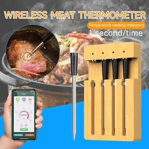 Bluetooth APP 4-Probe Meat Thermometer Wireless Roast BBQ Turkey Kitchen Cooking