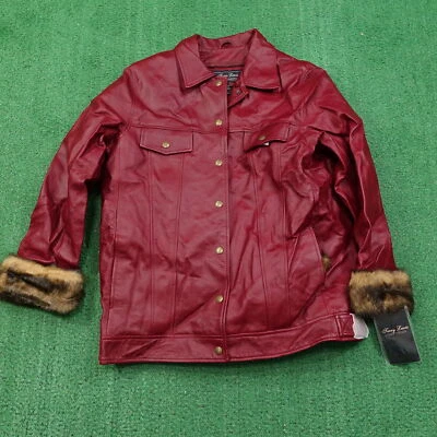 NWT TERRY LEWIS CLASSIC LUXURIES RED LEATHER COAT JACKET WOMENS SIZE M NEW! - Image 1 of 4