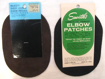 Vintage NOS Smiths (Black) / Majesty (Brown)  Genuine Leather Elbow Patches - Image 1 of 4
