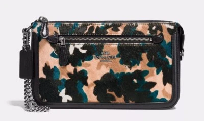 Bolso sin asas Coach Leaf Nolita 24 estampado cuero negro/bronceado muñeca F58412 Foto 1 de 4