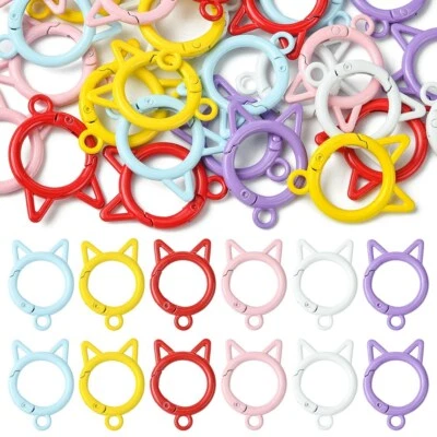 30 peças anéis de porta de mola de liga de zinco conector de link em forma de gato para fabricação de joias - Imagem 1 de 4