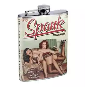 Spank Magazine Sexy Vintage 8oz Stainless Steel Flask Drinking Whiskey - Picture 1 of 1
