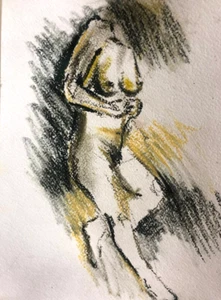 Drawing of a naked girl #3, Ukrainian artist. Pastel - Picture 1 of 3