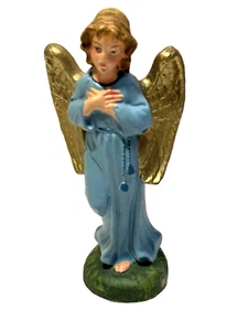 Vtg 5" Paper Mache Hand Painted Angel w Blue Robe Xmas Nativity Figurine Italy - Picture 1 of 5