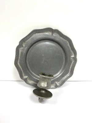 Colonial Williamsburg Style Primitive Pewter Candle Wall Sconce Reflector 8" - Image 1 of 4