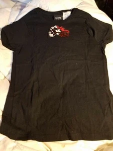  black cap sleeve applique creature  design chichigirl  shirt medium size  - Picture 1 of 3