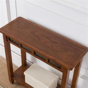 Leick Furniture Rustic Slate Hall Wood Stand in Oak Finish - Picture 1 of 6