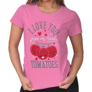 Valentine's Day Love You From Head Tomatoes Womens Top Junior Graphic Tee - Picture 1 of 9