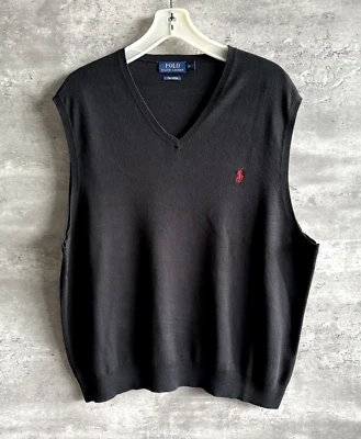 Chaleco Polo Ralph Lauren Algodón Pima Negro Años 90 De Colección Talla XXL Foto 1 de 4