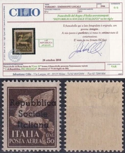 1944 EM.TERAMO NR.13l VARIETA U PIU PICCOLA TIR.27 PEZZI MNH**RR CERT.CILIO - Picture 1 of 1