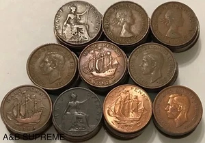 Huge Lot Of 100 1860-1967 United Kingdom Large Half Penny Cents AG Or Better - Picture 1 of 4