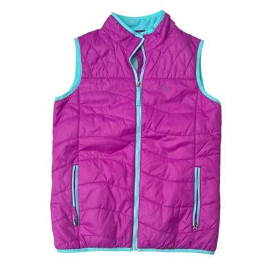 Chaleco acolchado LL Bean Girls Primaloft talla XL púrpura verde azulado acolchado cremallera completa Foto 1 de 4