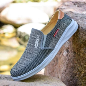 Men's Summer Canvas Shoes Comfortable Breathable Cloth Shoes Slip-on Shoes - Picture 1 of 7