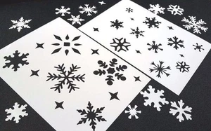 #L FIOCCHI DI NEVE Set Stencil Finestre Vetrine Decorazione Casa con Finta Spry di Neve - Foto 1 di 1