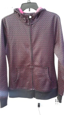 Burton Dryride Womens Size M Fleece Full Zip Jacket Hoody Maroon Polka dot - Image 1 of 4