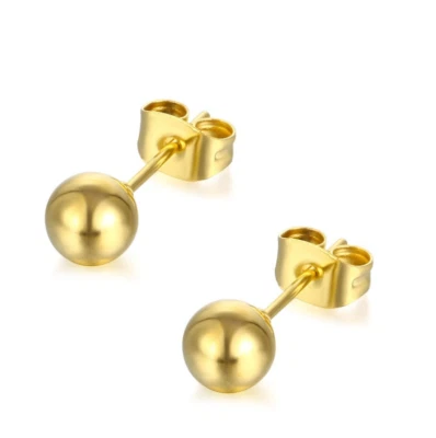 Aretes redondos polacos bola oro rosa plata negro acero inoxidable S15 Foto 1 de 4