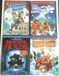 Lot Of 4 Kids DVDs Creature Comforts 1st season Monster House Open Season +1  - Picture 1 of 6