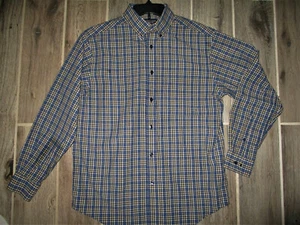 Camisa Roundtree & Yorke Para Hombre Talla M A Cuadros Azul y Amarillo Abotonada L/S Usada en Excelente Condición - Imagen 1 de 4