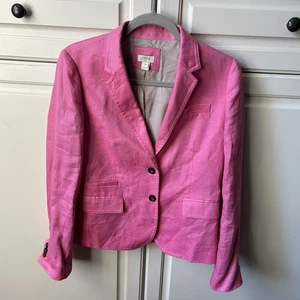 J Crew Schuljungen Blazer Rosa 100% Leinen Jacke Akademie Karriere Preppy Barbie 8 - Bild 1 von 7