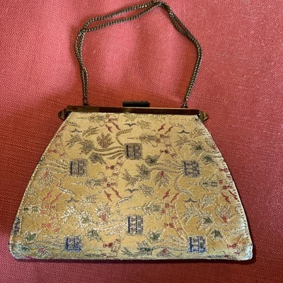 Vintage Edwards Bag Ltd. &Coin Purse Silk-Velvet-Satin Baguette Asian Design EUC - Image 1 of 4