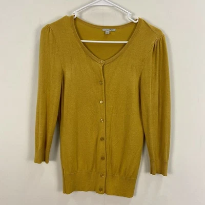 Halogen Nordstrom Womens XS Yellow V Neck Button Cardigan Sweater Viscose W49 - Image 1 of 4