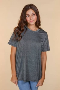 Camiseta manga corta brillo en negro - Imagen 1 de 5