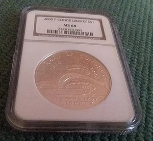 2000 P Congressional Library MS69 NGC Commemorative Silver Dollar - Picture 1 of 2