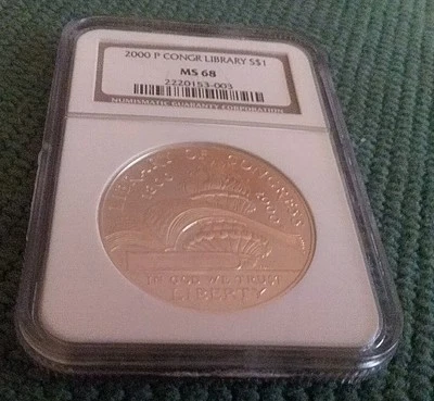 2000 P Congressional Library MS69 NGC Commemorative Silver Dollar - Image 1 of 2