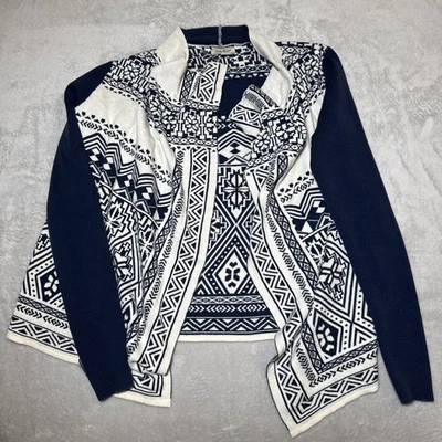 Lucky Brand Boho Aztec Women L Open Drape Loose Sweater Cardigan Southwest Wrap - Image 1 of 4
