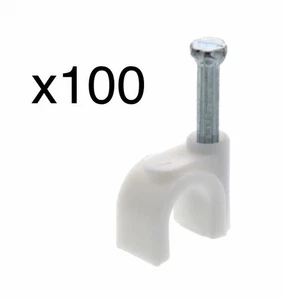 White Nail Hammer Clips RG59 RG6 CAT5 CAT6 Coaxial Cable Heavy Duty Outdoor - Picture 1 of 1