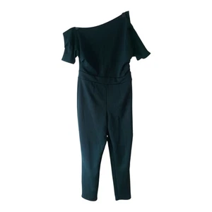 ASOS off shoulder scuba jumpsuit in forest green Size 14 Christmas Colour - Picture 1 of 4