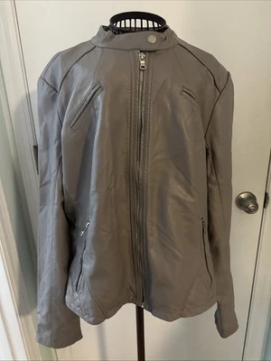 Jaqueta de Moto Guess Feminina Couro Sintético Cinza Tamanho XXL - Imagem 1 de 4