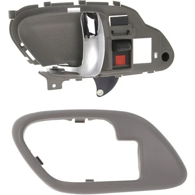Inside Interior Gray & Chrome Door Handle w/ Bezel LH for Chevy Truck Pickup Foto 1 de 4