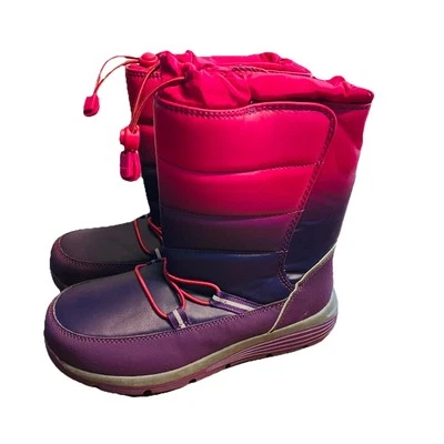 Lands End Pink Purple Snow Flurry Insulated Waterproof Winter Boots 3m Youth - Image 1 of 3