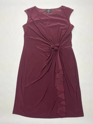 Ronni Nicole Wine Burgandy Rosette Ruffle Cocktail Party Dress Size 14 Formal - Image 1 of 4