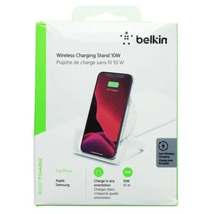 Belkin (10W) Boostcharge sans Fil QI Chargement Pied - Blanc (WIB001ttWH) - Photo 1 sur 2