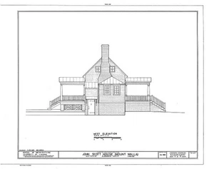 West elevation - John Scott House, Jackson Street, Scottsville, Albemarle - Picture 1 of 1