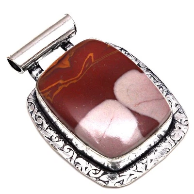 Pendant Designer Jasper Gemstone Gift For Her Silver Jewelry 1.5" - Image 1 of 4