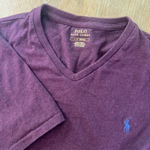 Polo Ralph Lauren V-Neck T-shirt Men Large Maroon Red Pony Blue - Picture 1 of 7