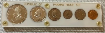 1972 PANAMA -  PROOF SET (6) w/ 2 SILVER BALBOA - 1 Oz ASW - CAPITOL HOLDER -RAR - Image 1 of 4