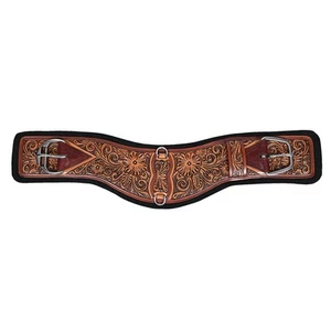 Sella cavallo western 24 in HILASON cintura cinch vera pelle marrone floreale - Foto 1 di 8