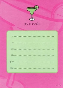 Rosa Martini Party Einladungen - von Mead Max & Lucy - 10er Set - Neu im Paket - Bild 1 von 3